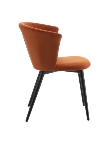 Silla Ciselia de terciopelo terracota y patas...