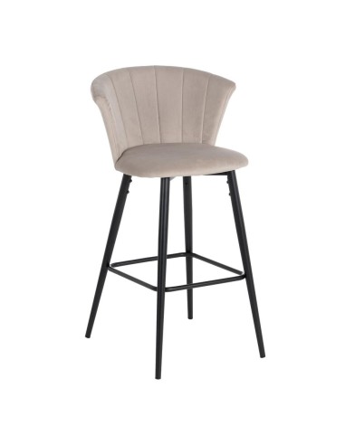 Banqueta Ciselia 72 cm, em veludo cinza e...