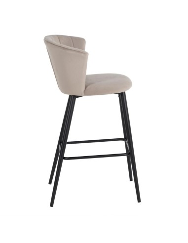 Banqueta Ciselia 72 cm, em veludo cinza e...