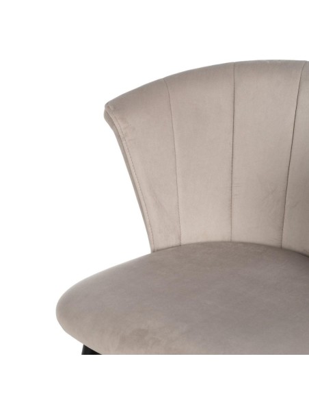 Taburete Ciselia 72 cm, en terciopelo Gris y patas de acero negro.