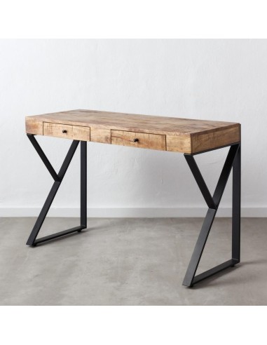Escritorio ARANDU de madera de Mango 120 x 50 cm, patas de metal en negro.