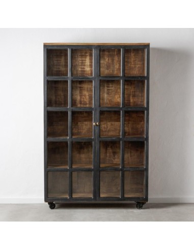 Vitrina SASHI de madera de mango 120 x 40 cm,color negro/natural.