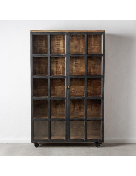 Vitrina SASHI de madera de mango 120 x 40 cm,color negro/natural.