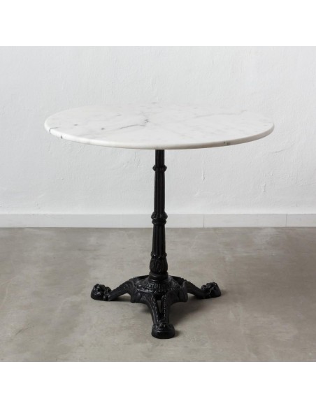 MESA COMEDOR BLANCO-NEGRO METAL-MÁRMOL 80 X 80 X 71 CM