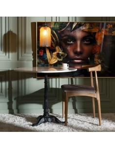 MESA COMEDOR BLANCO-NEGRO METAL-MÁRMOL 80 X 80 X 71 CM 2