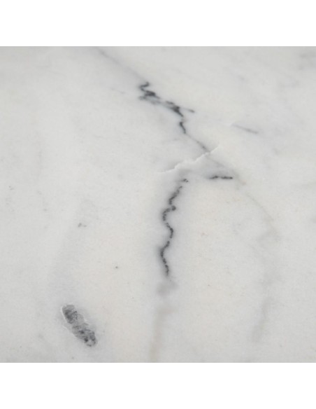 Mesa redonda SHANELLE de mármol blanco y patas de hierro acabado negro Ø 80 cm.