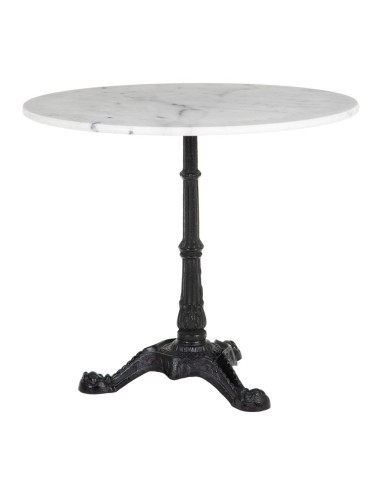 MESA COMEDOR BLANCO-NEGRO METAL-MÁRMOL 80 X 80...