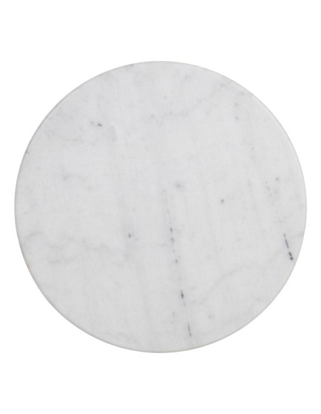 Mesa alta SHANELLE de mármol blanco y patas de hierro acabado negro Ø 50 cm.