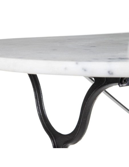 Mesa SHANELLE em mármore branco e pés em ferro com acabamento preto 120x60 cm.