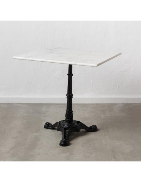 Mesa cuadrada SHANELLE de mármol blanco y patas de hierro acabado negro Ø 70 cm.