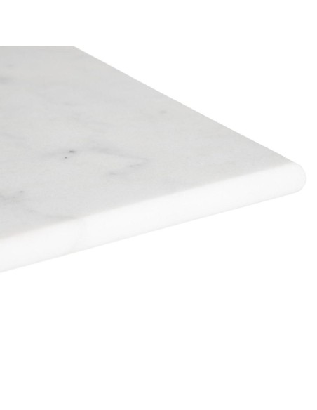 Mesa cuadrada SHANELLE de mármol blanco y patas de hierro acabado negro Ø 70 cm.