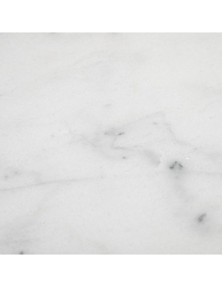 Mesa cuadrada SHANELLE de mármol blanco y patas de hierro acabado negro Ø 70 cm.