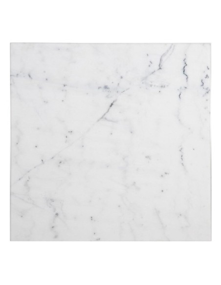 Mesa cuadrada SHANELLE de mármol blanco y patas de hierro acabado negro Ø 70 cm.