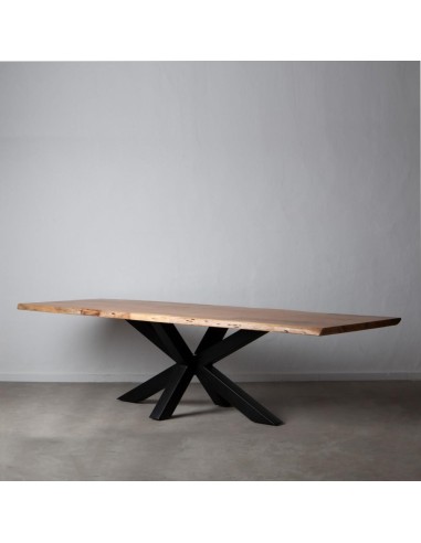 Mesa ARGO 300 x 94 cm, madera de acacia natural patas de metal acabado negro.