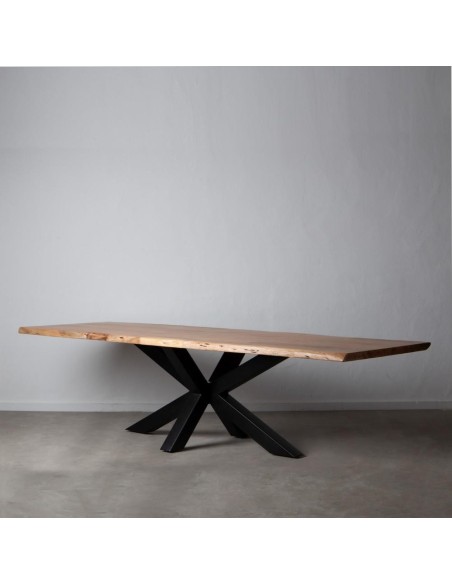 Mesa ARGO 300 x 94 cm, madera de acacia natural patas de metal acabado negro.