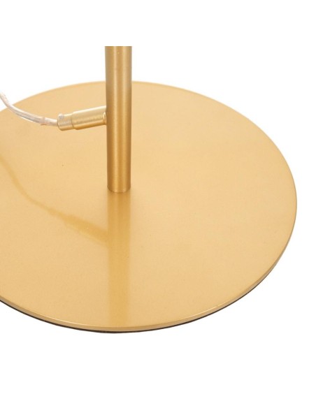 Candeeiro de pé em metal MADALI com acabamento dourado e esfera de vidro branco.