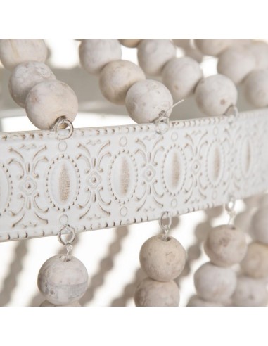 Candeeiro de teto em madeira SINEU branco Ø 40 cm.