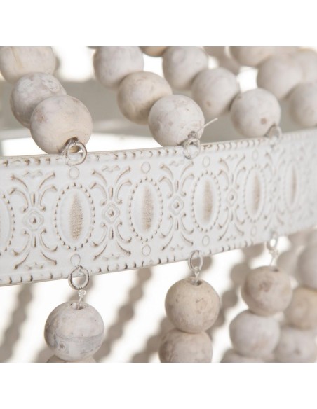 Lámpara de techo SINEU de madera en blanco Ø 40 cm.