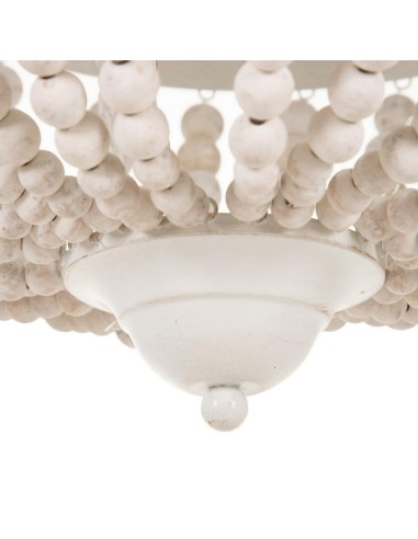 Candeeiro de teto em madeira SINEU branco Ø 40 cm.