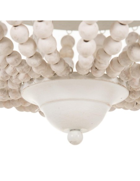 Candeeiro de teto em madeira SINEU branco Ø 40 cm.