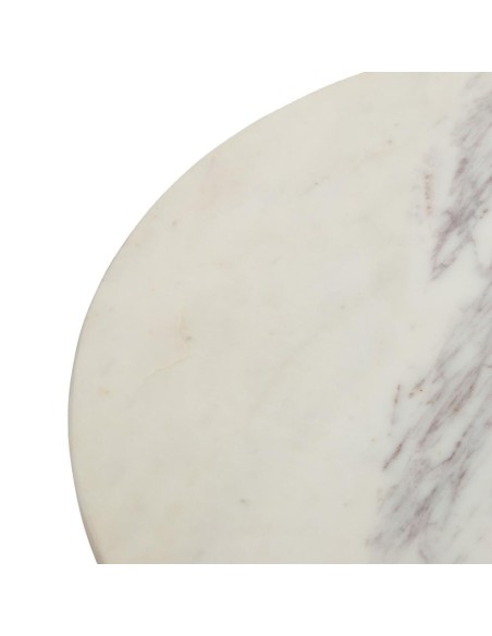 Mesa lateral Kaori Ø 40 cm, mármore branco e pé em madeira natural.