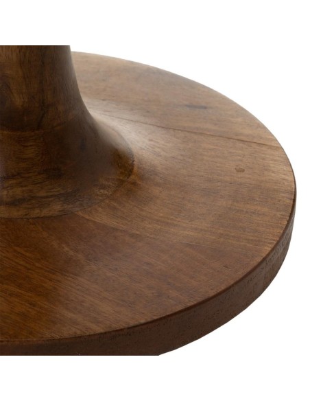 Mesa lateral Kaori Ø 40 cm, mármore branco e pé em madeira natural.