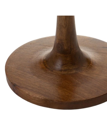 Mesa auxiliar Kaori Ø 40 cm,mármol blanco y pie de madera natural.