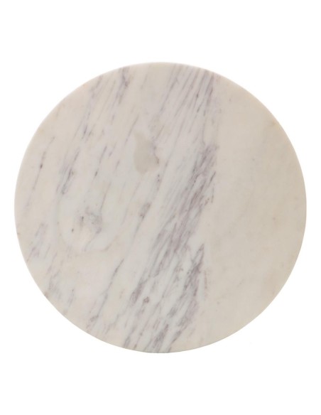Mesa lateral Kaori Ø 40 cm, mármore branco e pé em madeira natural.