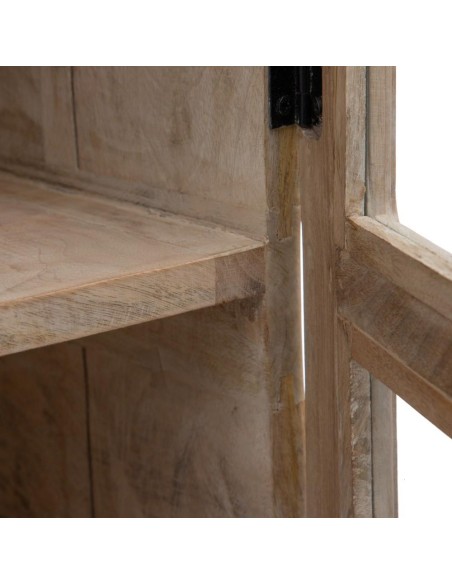 Vitrina SASHI de madera de mango 120 x 40 cm, color blanco rozado.