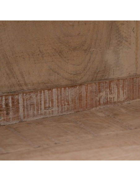 Vitrina SASHI de madera de mango 120 x 40 cm, color blanco rozado.