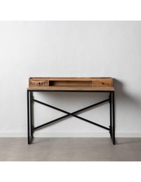 Mesa Talbot em madeira de mangueira com pernas em metal preto 120 x 55 cm.