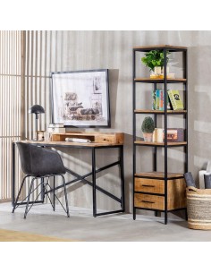 Escritorio Talbot de madera de mango patas de metal negro... 2