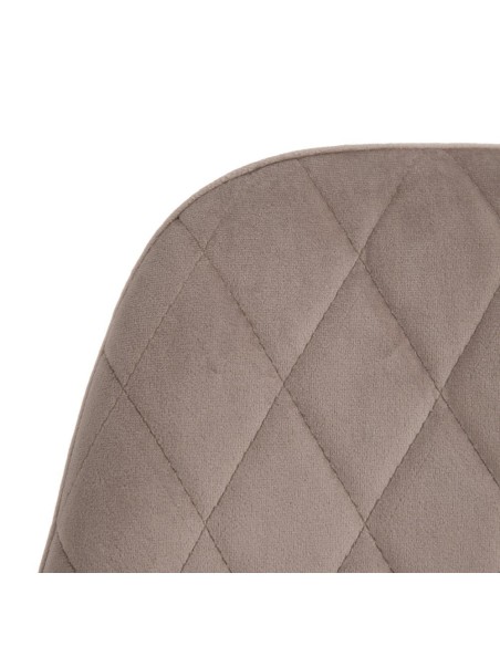 Silla AMINARA de tejido poliester beige y patas de metal negro.