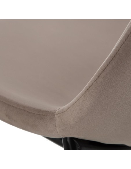 Silla AMINARA de tejido poliester beige y patas de metal negro.