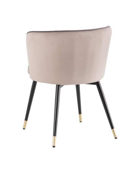 Silla MINNA terciopelo color taupe y patas de meta negro.