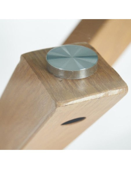 Mesa redonda ARGO de cristal y patas de metal efecto madera Ø 90 cm.