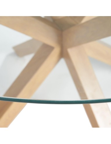 Mesa redonda ARGO de cristal y patas de metal...