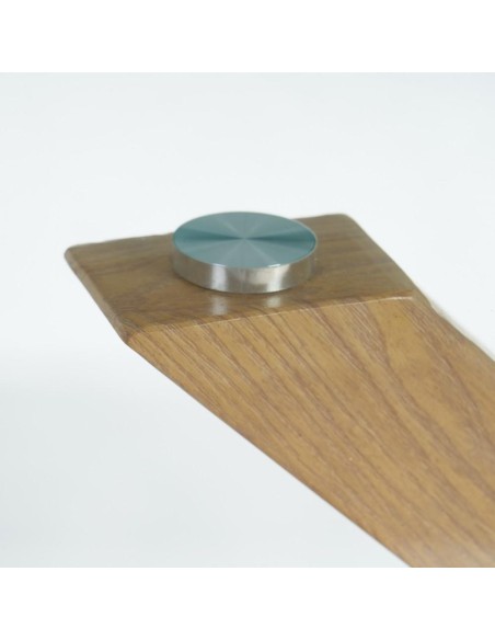 Mesa redonda ARGO de vidro e pés de metal com efeito madeira Ø 120 cm.