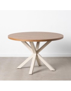 Mesa redonda ARGO em DM e pés de metal branco Ø 120 cm.