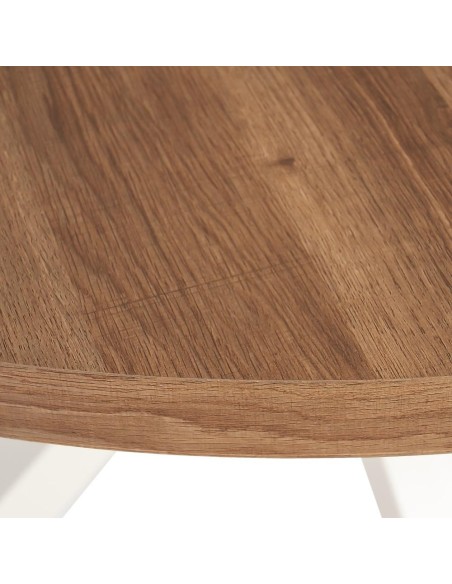 Mesa redonda ARGO de DM y patas de metal blanco Ø 120 cm.