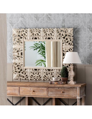 Espejo NERINA 98x 124 cm con acabado Blanco roto.