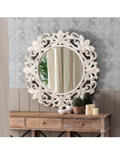 Espejo Place de Ø 80 cm en blanco roto 122,70 X 4,80 X... 2