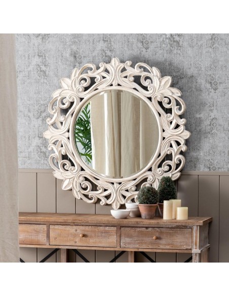 Espejo Place de Ø 80 cm en blanco roto 122,70 X 4,80 X 122,70 cm.