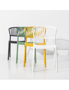 Silla de exterior apilable NARIET en color blanco de... 2