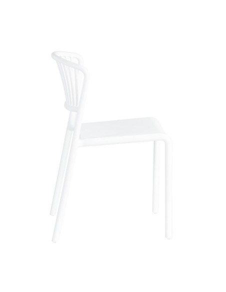 Silla de exterior apilable NARIET en color blanco de polipropileno.