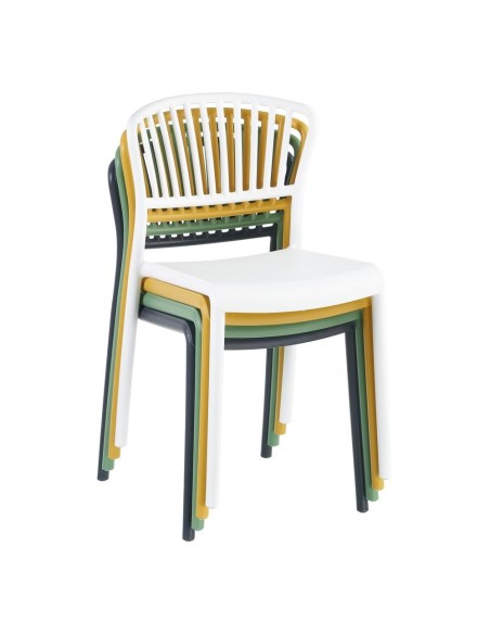 Silla de exterior apilable NARIET en color blanco de polipropileno.