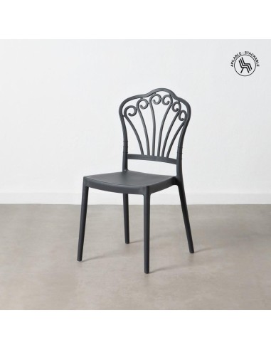 Silla de exterior apilable ISABELLINI de polipropileno gris oscuro.