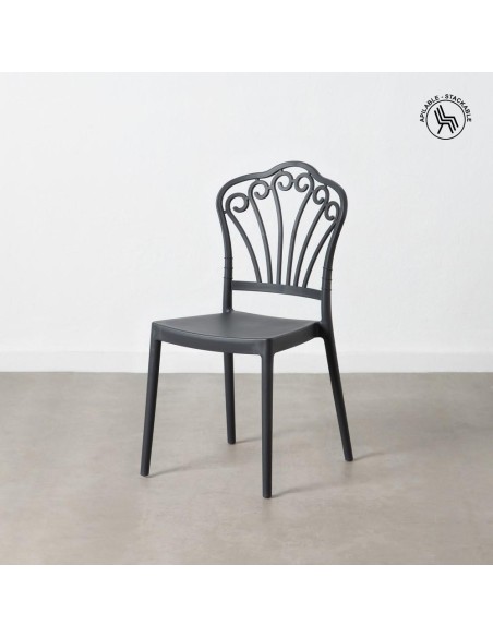 Silla de exterior apilable ISABELLINI de polipropileno gris oscuro.