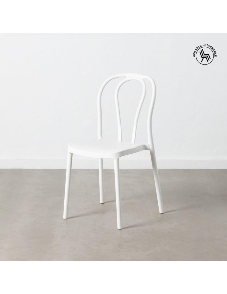 Silla de exterior apilable ANABELLINI de polipropileno blanco.
