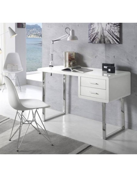 Escritorio Moderno Katy 120, acero, blanco